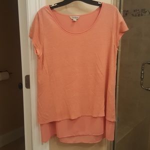 Lucky Brand peach orange blouse mixed media large